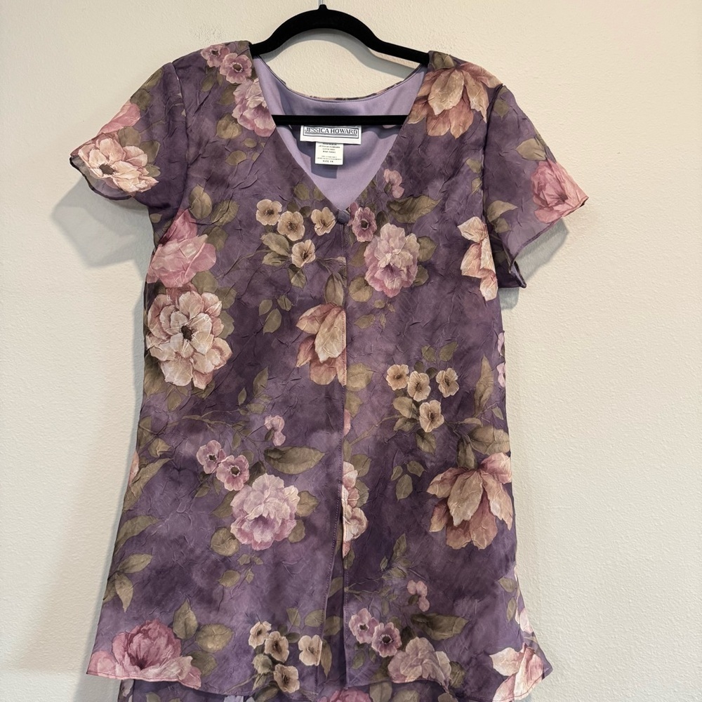 Jessica Howard Maxi Floral Sundress V-Neck Short Sleeve Cottage Garden Floral 14 - Picture 3 of 7